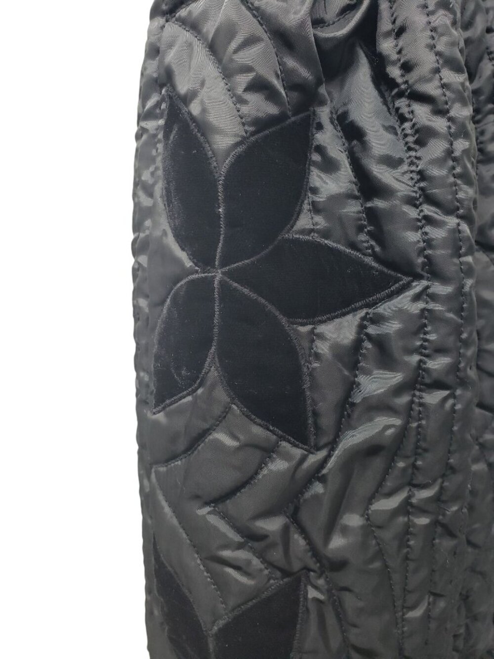 Free People Quinn Black Quilted Velvet Jacket Boho Floral Puff Sleeve Cropped S - Picture 8 of 14